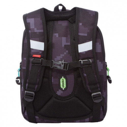 Ранец GRIZZLY анатомическая спинка, с бейджем, для мальчиков, CUBES, 36х29х18 см, RAf-593-5/1