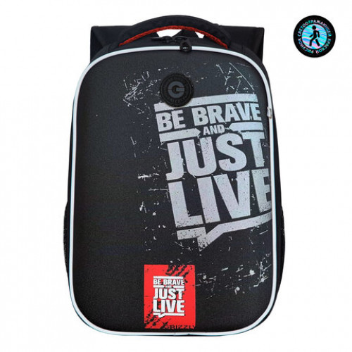 Ранец GRIZZLY анатомическая спинка, облегченный, для мальчиков, JUST LIVE, 37х26х16 с, RAw-397-10/1