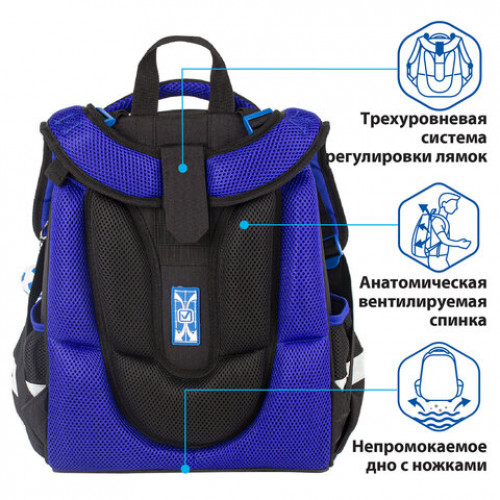 Ранец BRAUBERG PREMIUM, 2 отделения, с брелком, Football champion, 3D панель, 38х29х16 см, 229911