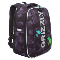 Ранец GRIZZLY анатомическая спинка, с бейджем, для мальчиков, CUBES, 36х29х18 см, RAf-593-5/1