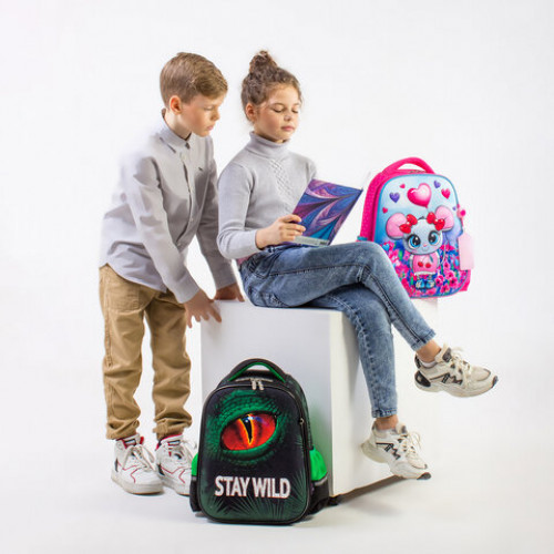 Ранец ЮНЛАНДИЯ LIGHT, 2 отделения, Stay wild, 38х29х16 см, 270609