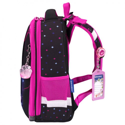 Ранец BRAUBERG PREMIUM, 2 отделения, с брелоком, Pink lava, 38х29х16 см, 273097