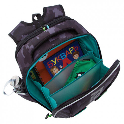 Ранец GRIZZLY анатомическая спинка, с бейджем, для мальчиков, CUBES, 36х29х18 см, RAf-593-5/1