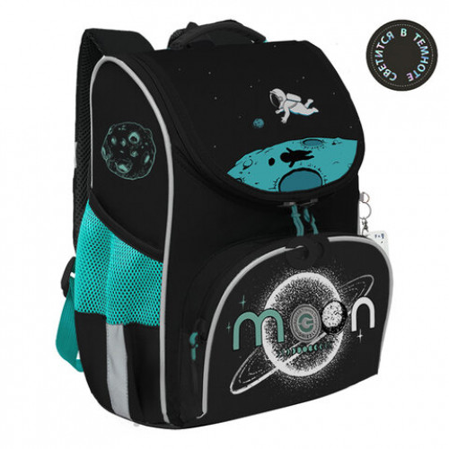 Ранец GRIZZLY анатомическая спинка, с мешком для обуви, для мальчиков, MOON, 33х25х13 см, RAm-385-3/1