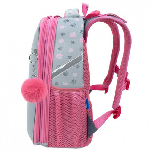 Ранец BRAUBERG UP, 2 отделения, с брелоком, Милые коты, 36х28х15 см, 274667