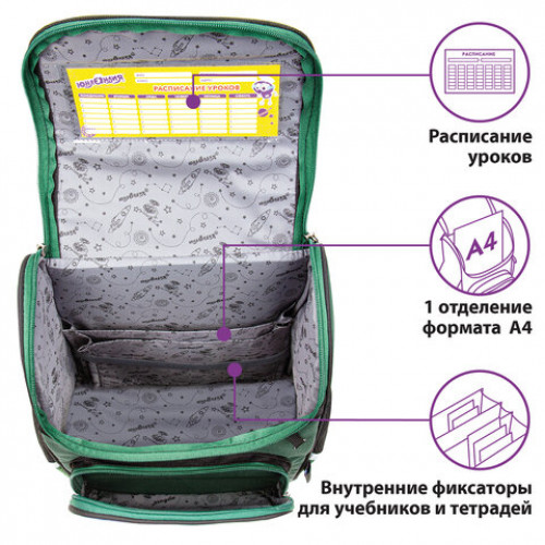 Ранец ЮНЛАНДИЯ WISE для начальной школы, Play football, 37х29х15 см, 229949