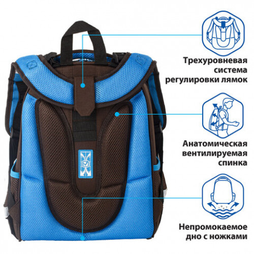 Ранец BRAUBERG PREMIUM, 2 отделения, с брелком, Galaxy offroad, 3D панель, 38х29х16 см, 229906