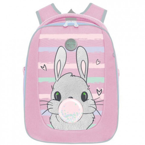 Ранец GRIZZLY школьный, анатомическая спинка, на ножках, для девочек, RABBIT, 36х29х18 см, RAf-192-5/2