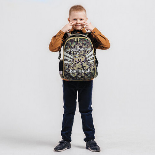Ранец ПИФАГОР EVA BASIC, 1 отделение, Military, 39х30х16 см, 229939