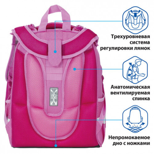 Ранец BRAUBERG PREMIUM, 2 отделения, с брелком, Paris cycling, 38х29х16 см, 227813