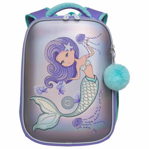 Ранец GRIZZLY анатомическая спинка, c пайетками, для девочек, MERMAID, 37х26х16 см, RAw-396-12/1