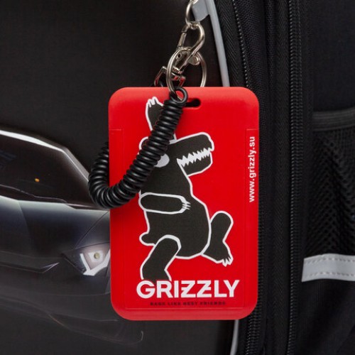 Ранец GRIZZLY анатомическая спинка, c бейджем, для мальчиков, BLACK CAR, 36х28х20 см, RAz-587-7/1