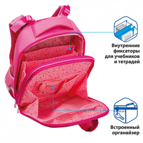 Ранец BRAUBERG PREMIUM, 2 отделения, с брелком, Paris cycling, 38х29х16 см, 227813