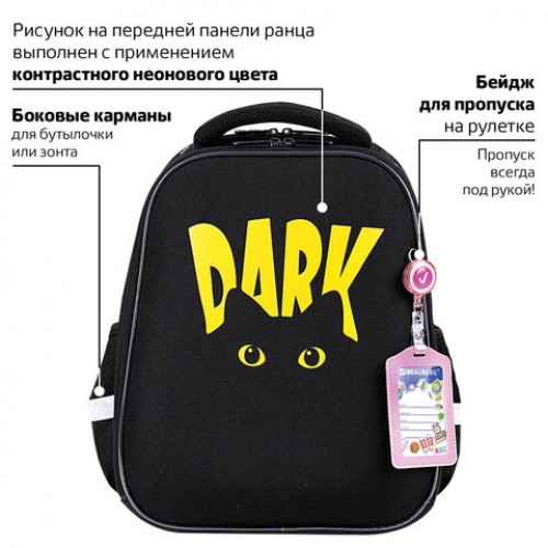 Ранец BRAUBERG FIT, 2 отделения, Dark cat, 38х27х14 см, 272026