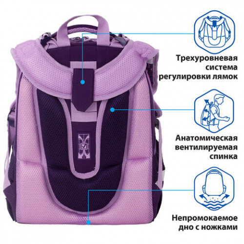 Ранец BRAUBERG PREMIUM, 2 отделения, с брелком, Little Bunny, 38х29х16 см, 229898