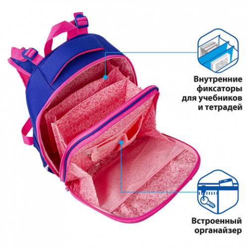 Ранец BRAUBERG PREMIUM, 2 отделения, с брелком, Beautiful butterfly, 38х29х16 см, 229901