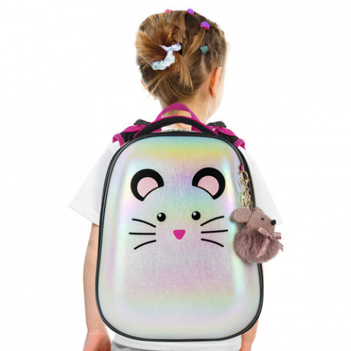 Ранец BRAUBERG SHINY, 2 отделения, Curious mouse, 36х28х14 см, 270696