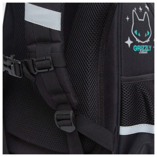 Ранец GRIZZLY анатомическая спинка, c брелоком, для девочек, STAR CAT, 36х28х20 см, RAz-286-12/1