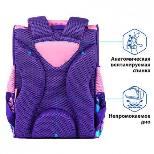 Ранец ПИФАГОР BASIC, с эргономичной спинкой, Butterflies, 35х28х18 см, 270683