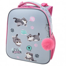 Ранец BRAUBERG UP, 2 отделения, с брелоком, Милые коты, 36х28х15 см, 274667