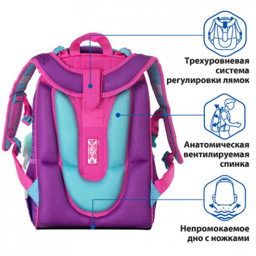 Ранец BRAUBERG PREMIUM, 2 отделения, с брелком, Lama, 38х29х16 см, 228786