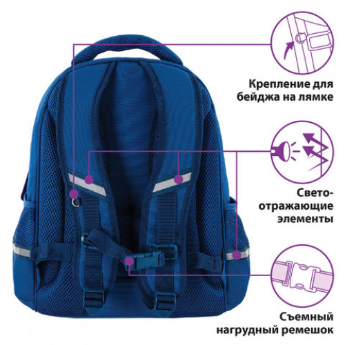 Ранец ЮНЛАНДИЯ LIGHT, 2 отделения, Football, 38х29х16 см, 229915