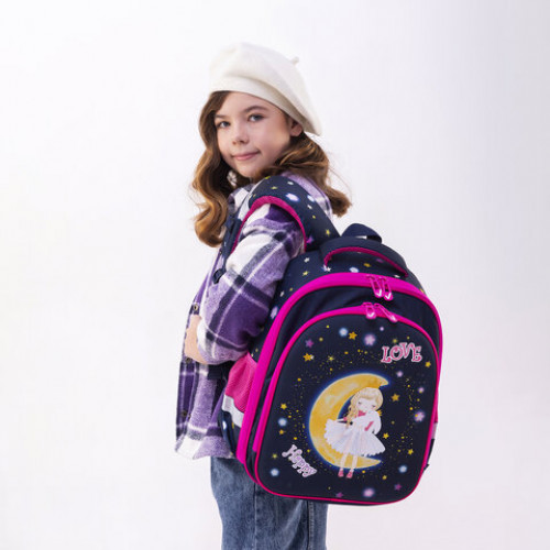 Ранец BRAUBERG KIDS STANDARD, 2 отделения, Moon girl, 36х28х14 см, 271387