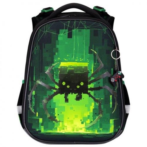 Ранец BRAUBERG PREMIUM, 2 отделения, с брелоком, Digital spider, LED-ЛАМПОЧКИ, 38х29х16 см, 273101