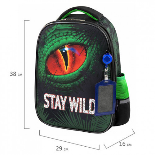 Ранец ЮНЛАНДИЯ LIGHT, 2 отделения, Stay wild, 38х29х16 см, 270609