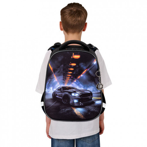 Ранец BRAUBERG ORIGINAL, 2 отделения, с брелком, Tunnel car, 38х29х16 см, 274406