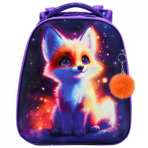 Ранец BRAUBERG UP, 2 отделения, с брелоком, Bright fox, 36х28х15 см, 274665