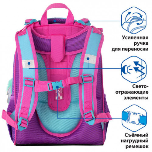 Ранец BRAUBERG PREMIUM, 2 отделения, с брелком, Lama, 38х29х16 см, 228786
