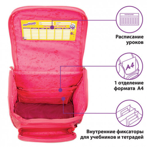 Ранец ЮНЛАНДИЯ WISE для начальной школы, Bunny, 37х29х15 см, 229945