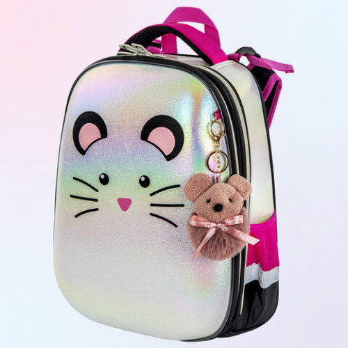 Ранец BRAUBERG SHINY, 2 отделения, Curious mouse, 36х28х14 см, 270696