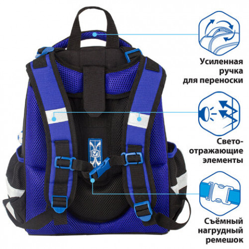 Ранец BRAUBERG PREMIUM, 2 отделения, с брелком, Football champion, 3D панель, 38х29х16 см, 229911