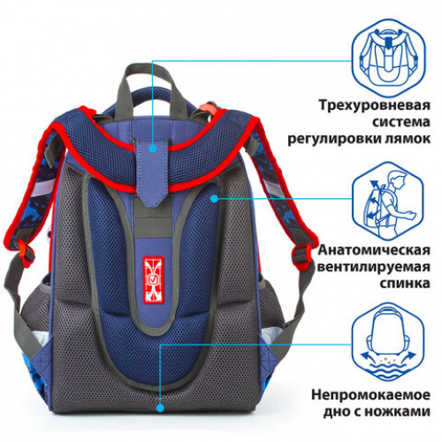 Ранец BRAUBERG PREMIUM, 2 отделения, с брелком, Football, 38х29х16 см, 228782