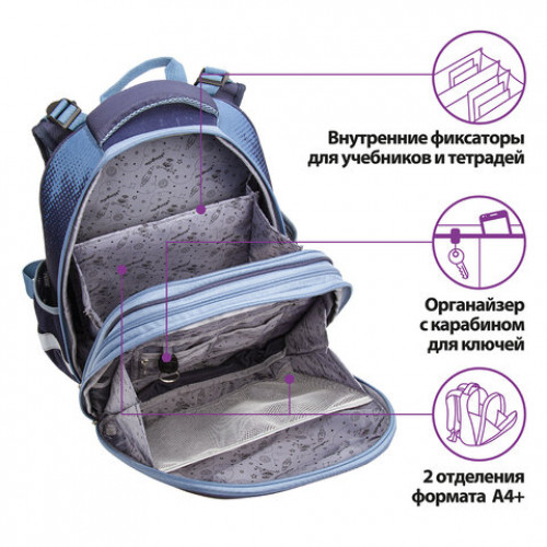 Ранец ЮНЛАНДИЯ EXTRA, с дополнительным объемом, Forward, ГОЛОГРАФИЧЕСКИЙ, 38x29x18 см, 229930