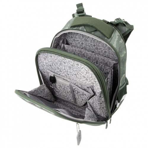 Ранец BRAUBERG PREMIUM, 2 отделения, с брелком, Army, 38х29х16 см, 228783
