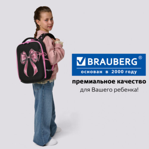 Ранец BRAUBERG LIGHT, 1 отделение, с брелоком, Стильный бант, 36х26х13 см, 274386