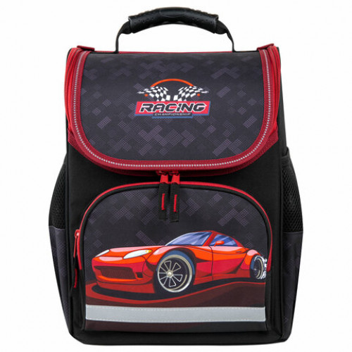 Ранец ПИФАГОР BASIC, 1 отделение, 3 кармана, эргономичная спинка, Rocket car, 35х28х18 см, 271374
