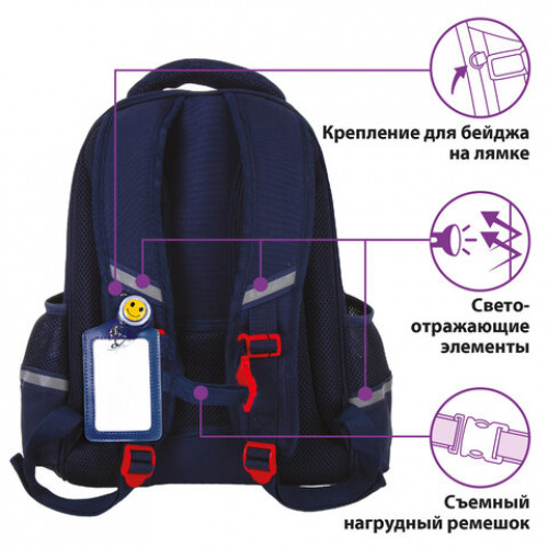 Ранец ЮНЛАНДИЯ LIGHT, 2 отделения, Sneakers, 38х29х16 см, 228793