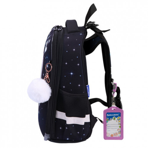 Ранец BRAUBERG PREMIUM, 2 отделения, с брелком, White kitten, СВЕТЯЩИЙСЯ, 38х29х16 см, 274392