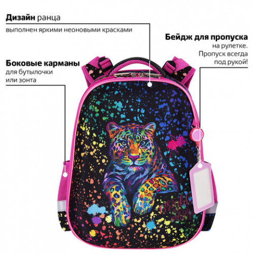 Ранец ЮНЛАНДИЯ EXTRA, с дополнительным объемом, Bright wildlife, 38х29х18 см, 270676