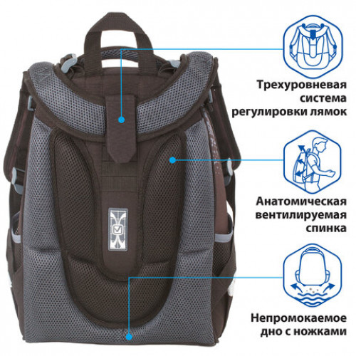 Ранец BRAUBERG PREMIUM, 2 отделения, с брелком, Ball, СВЕТЯЩИЙСЯ, 38х29х16 см, 229909