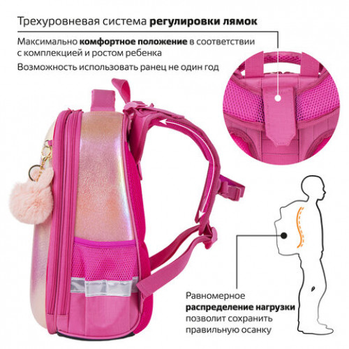 Ранец BRAUBERG SHINY, 2 отделения, Honey bunny, 36х28х14 см, 270695
