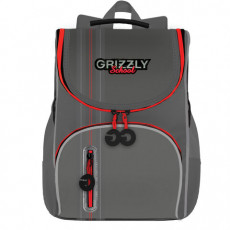 Ранец GRIZZLY школьный, анатомическая спинка, на ножках, для мальчиков, серый, 33х25х13 см, RAm-185-2/3 Ранец GRIZZLY школьный, анатомическая спинка, на ножках, для мальчиков, серый, 33х25х13 см, RAm-185-2/3