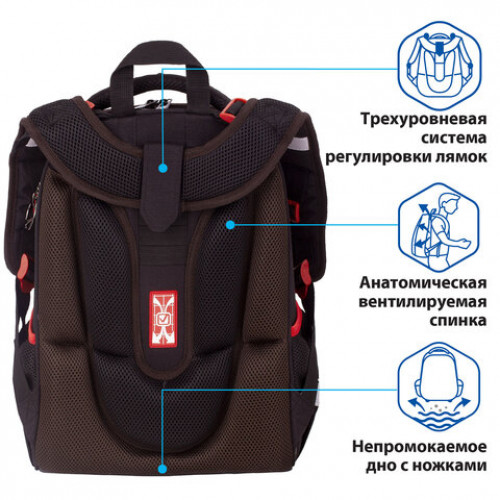 Ранец BRAUBERG PREMIUM, 2 отделения, с брелком, Street racing, 38х29х16 см, 229904