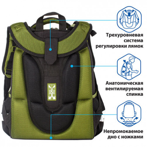 Ранец BRAUBERG PREMIUM, 2 отделения, с брелком, Mountain conqueror, 38х29х16 см, 229907