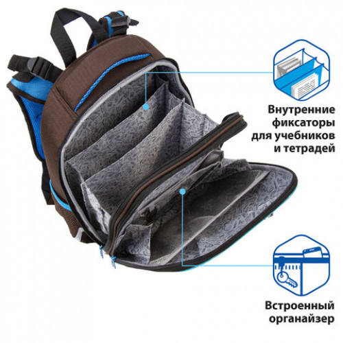 Ранец BRAUBERG PREMIUM, 2 отделения, с брелком, Galaxy offroad, 3D панель, 38х29х16 см, 229906