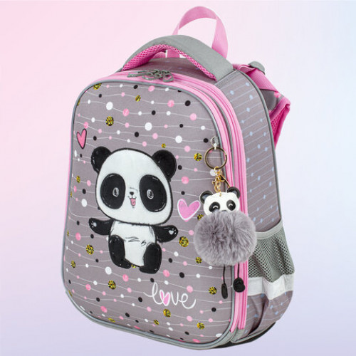 Ранец BRAUBERG PREMIUM, 2 отделения, с брелком, Funny panda, 38х29х16 см, 229899